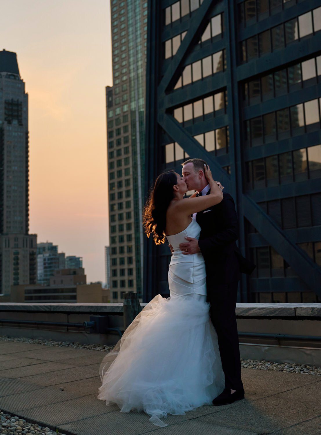 chicago ritz Carlton wedding photography rooftop sunset roof