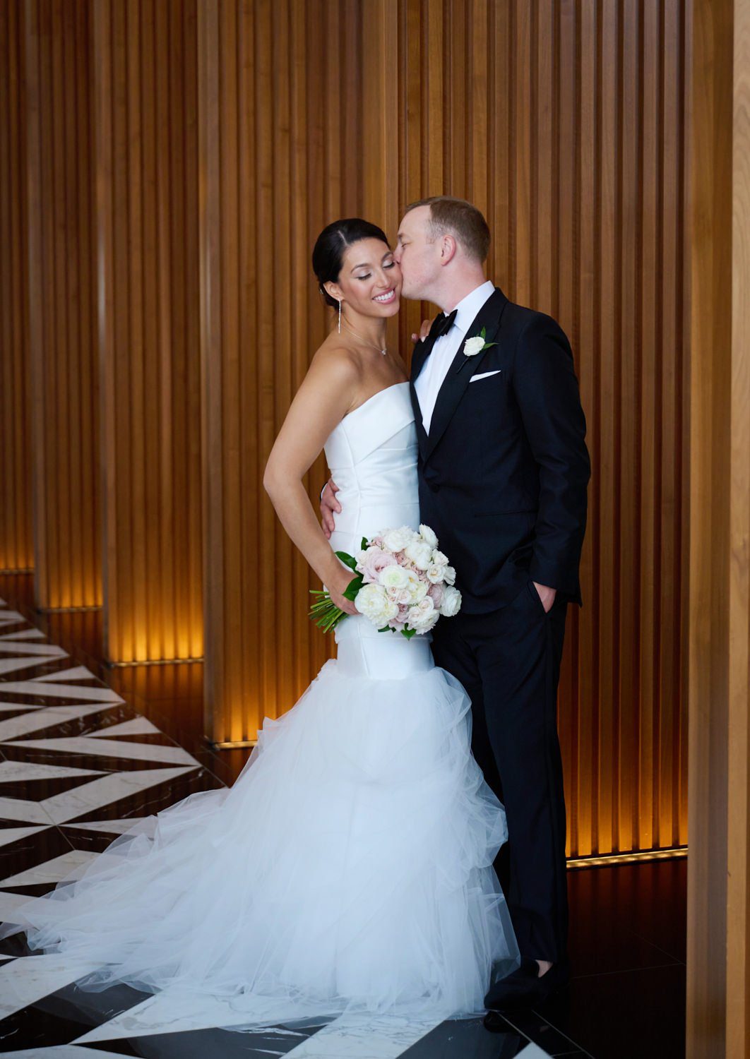 chicago ritz Carlton wedding photography lobby bride and groom