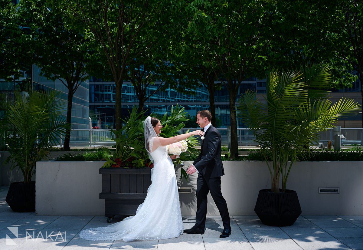 Loews chicago hotel wedding photos rooftop terrace bride groom