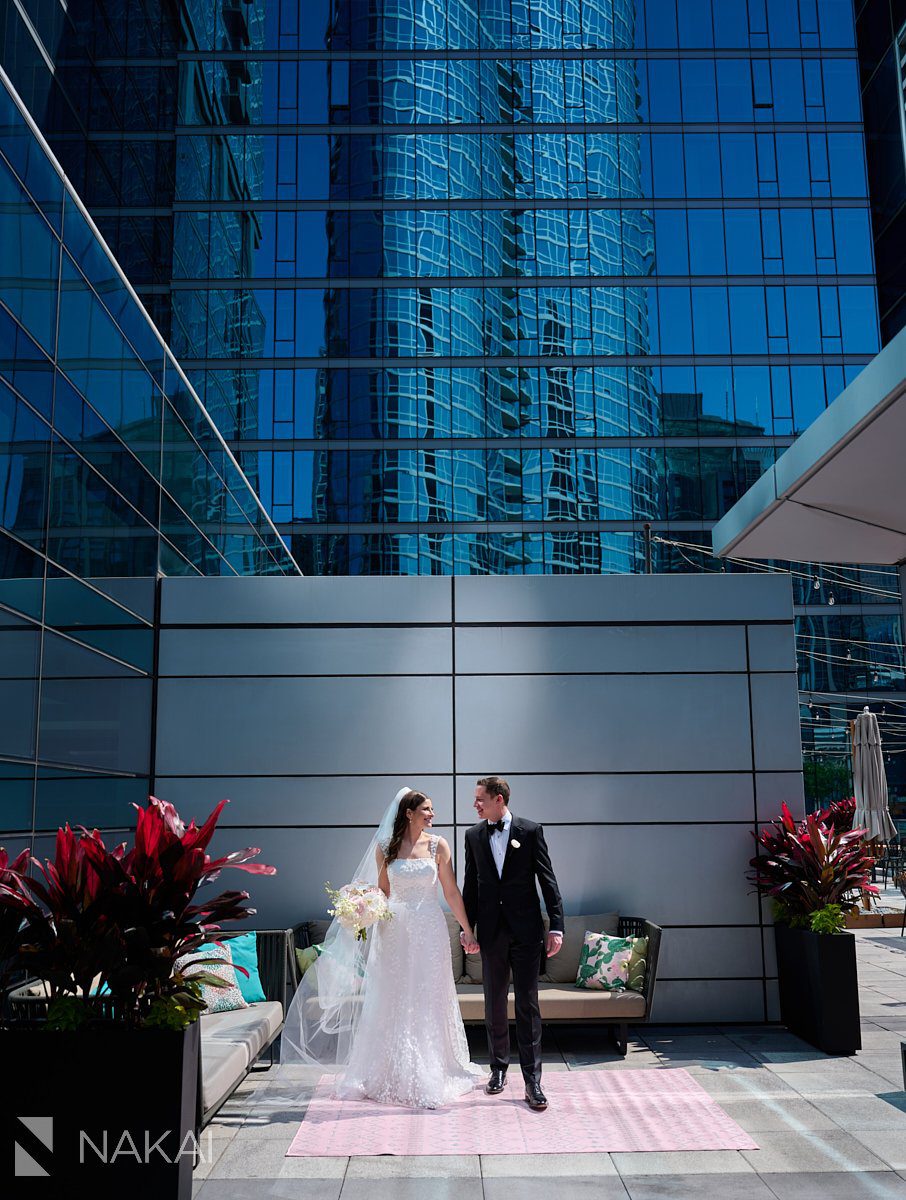 Loews chicago hotel wedding photos rooftop terrace bride groom