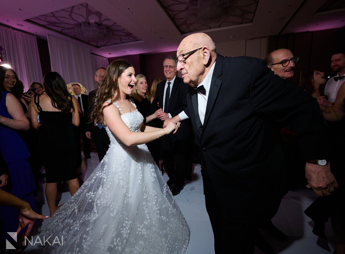 Loews chicago hotel wedding photos reception bride grandpa first dance