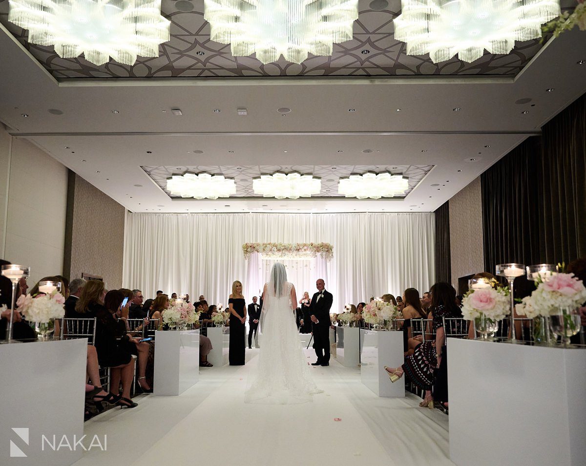 Loews chicago hotel wedding photos ceremony processional bride