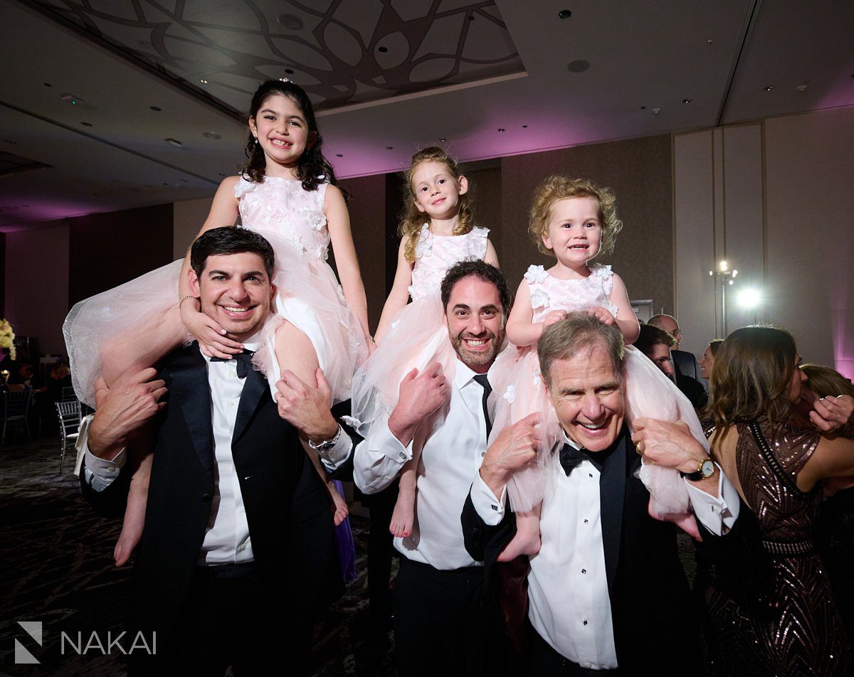 Loews chicago hotel wedding photos reception flower girls on dance floor