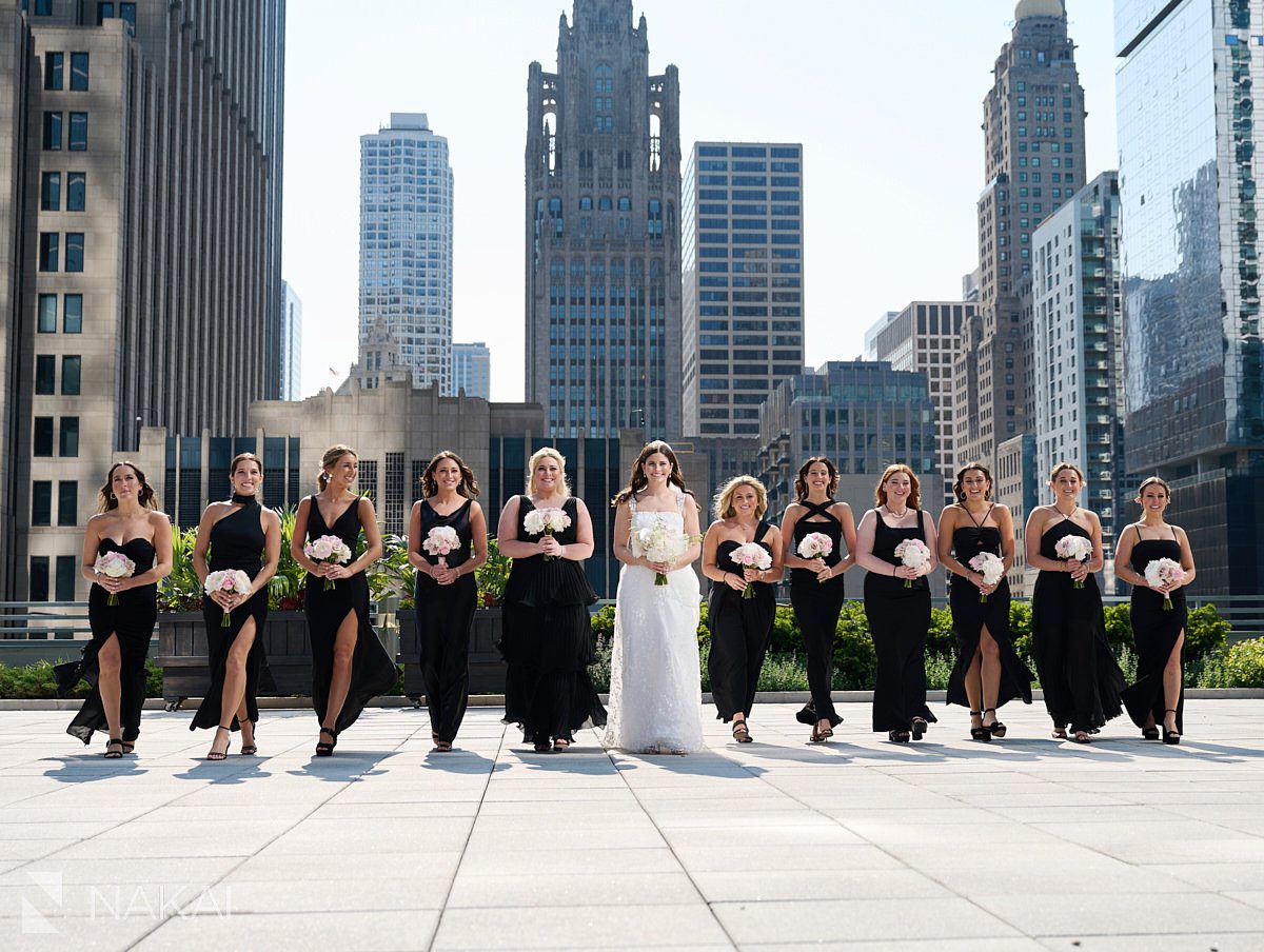 Loews chicago hotel wedding photos rooftop terrace bridal party