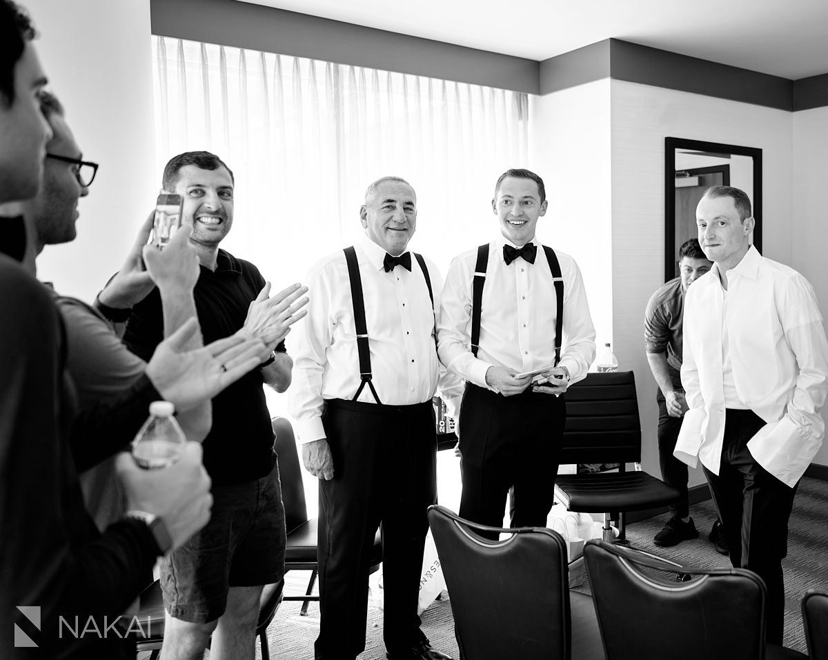 Loews chicago hotel wedding photos groom tuxedo