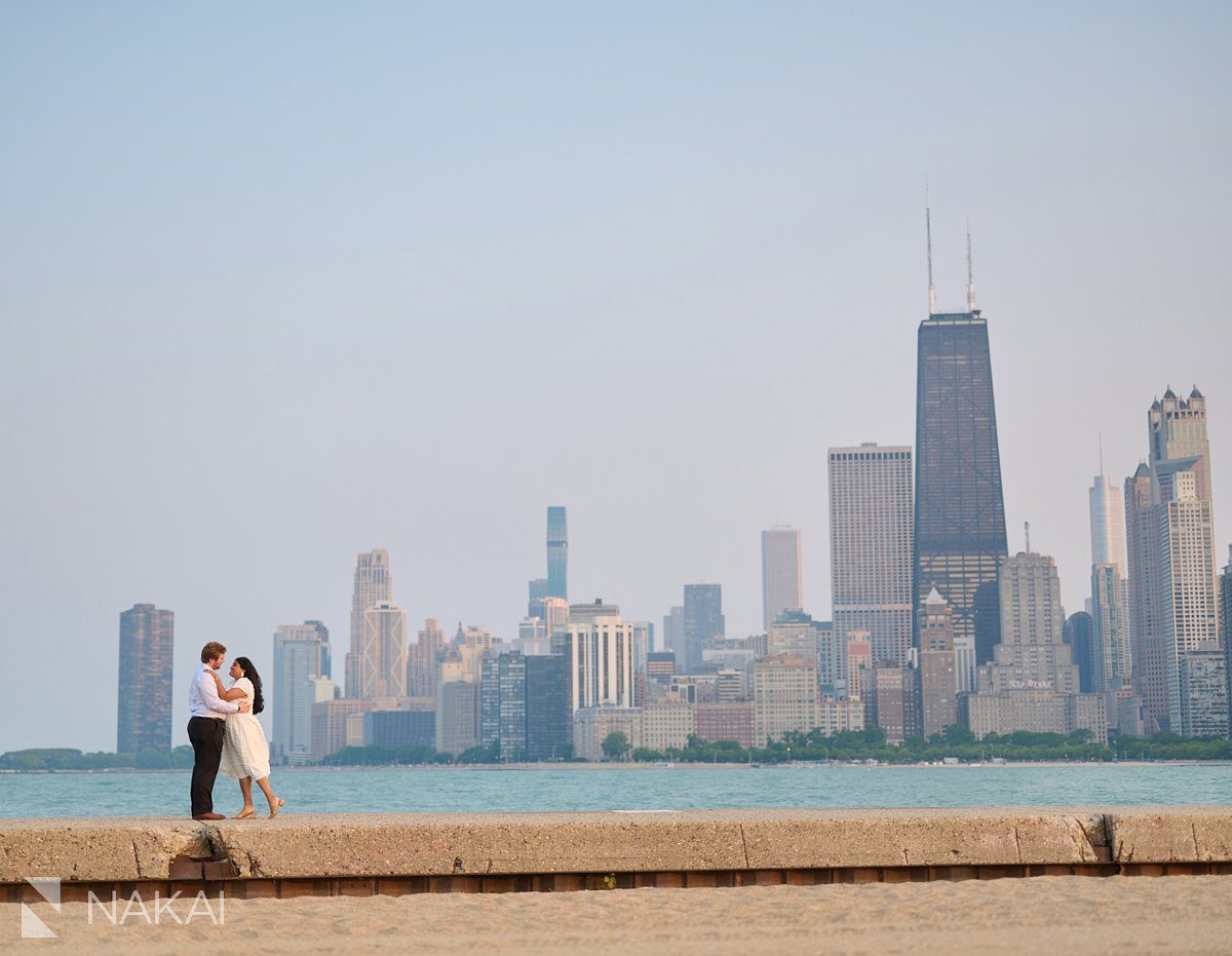 Chicago architecture engagement photos skyline north ave beach