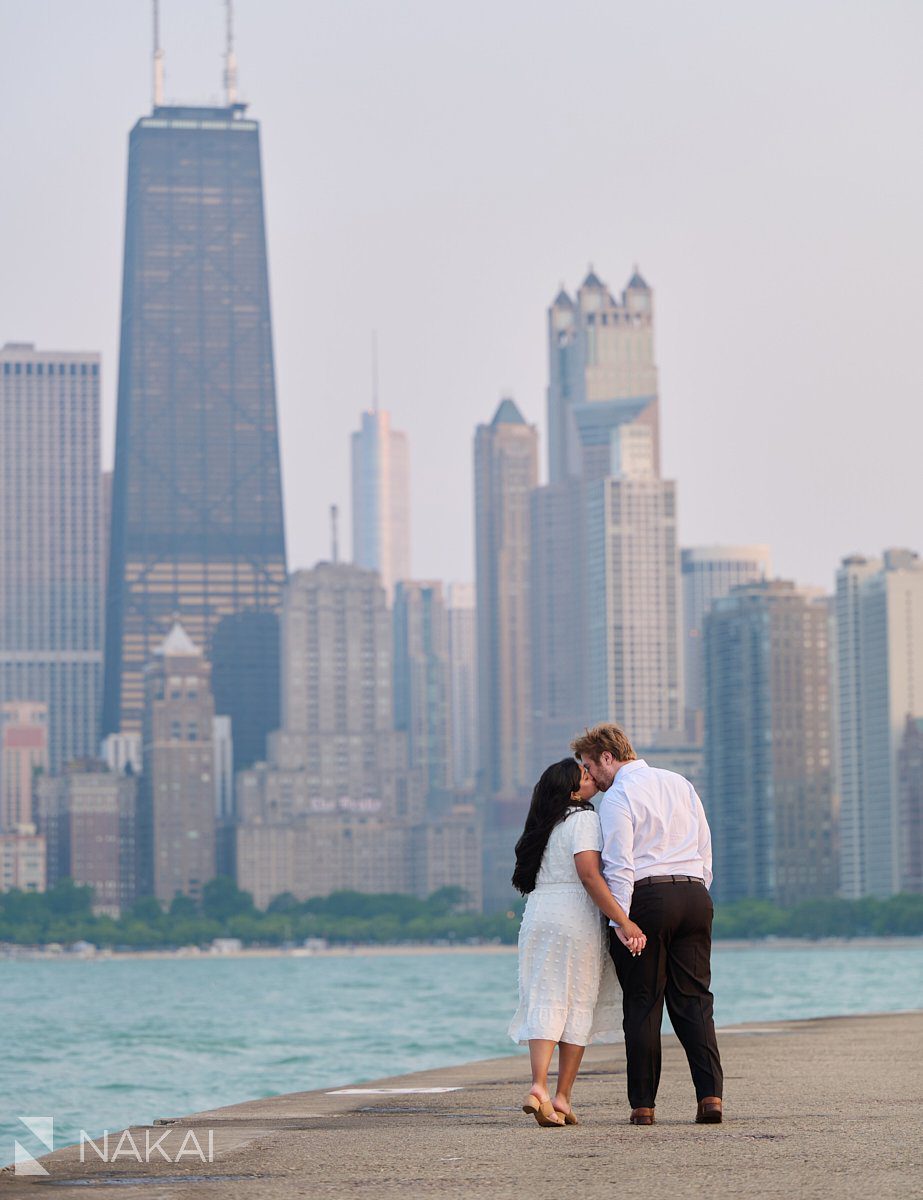 Chicago architecture engagement photos skyline north ave beach