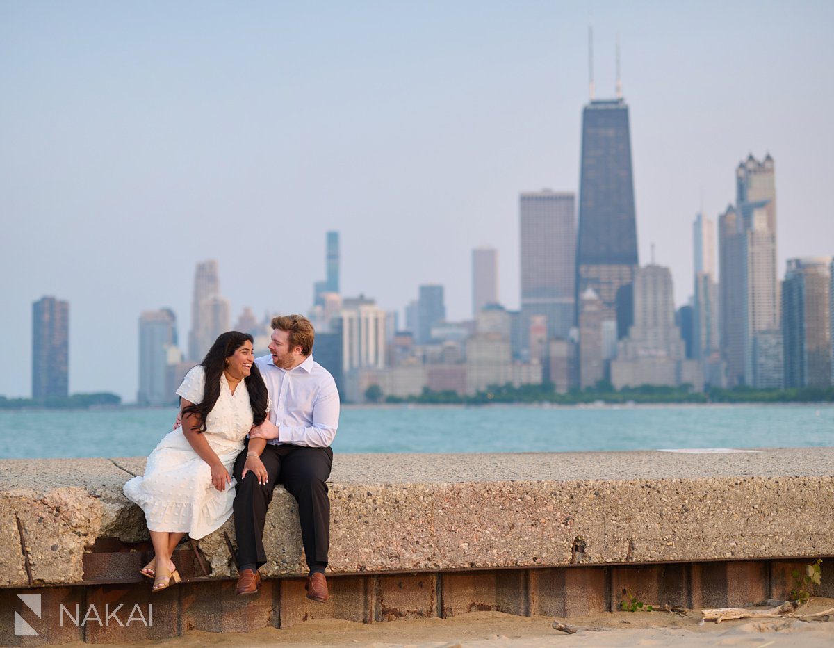 beautiful Chicago architecture engagement photos skyline north ave beach