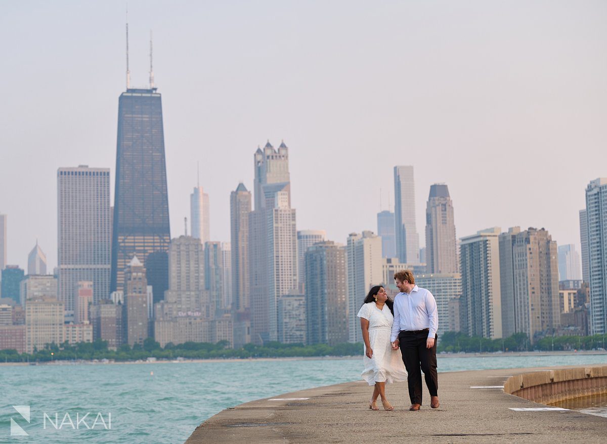 beautiful Chicago architecture engagement photos skyline north ave beach