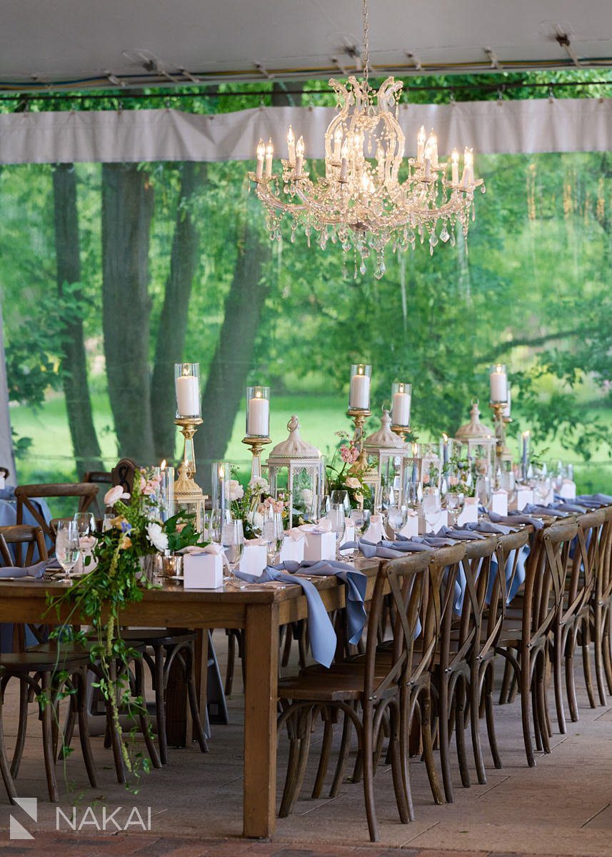 chicago botanic garden wedding photos reception decor long tables