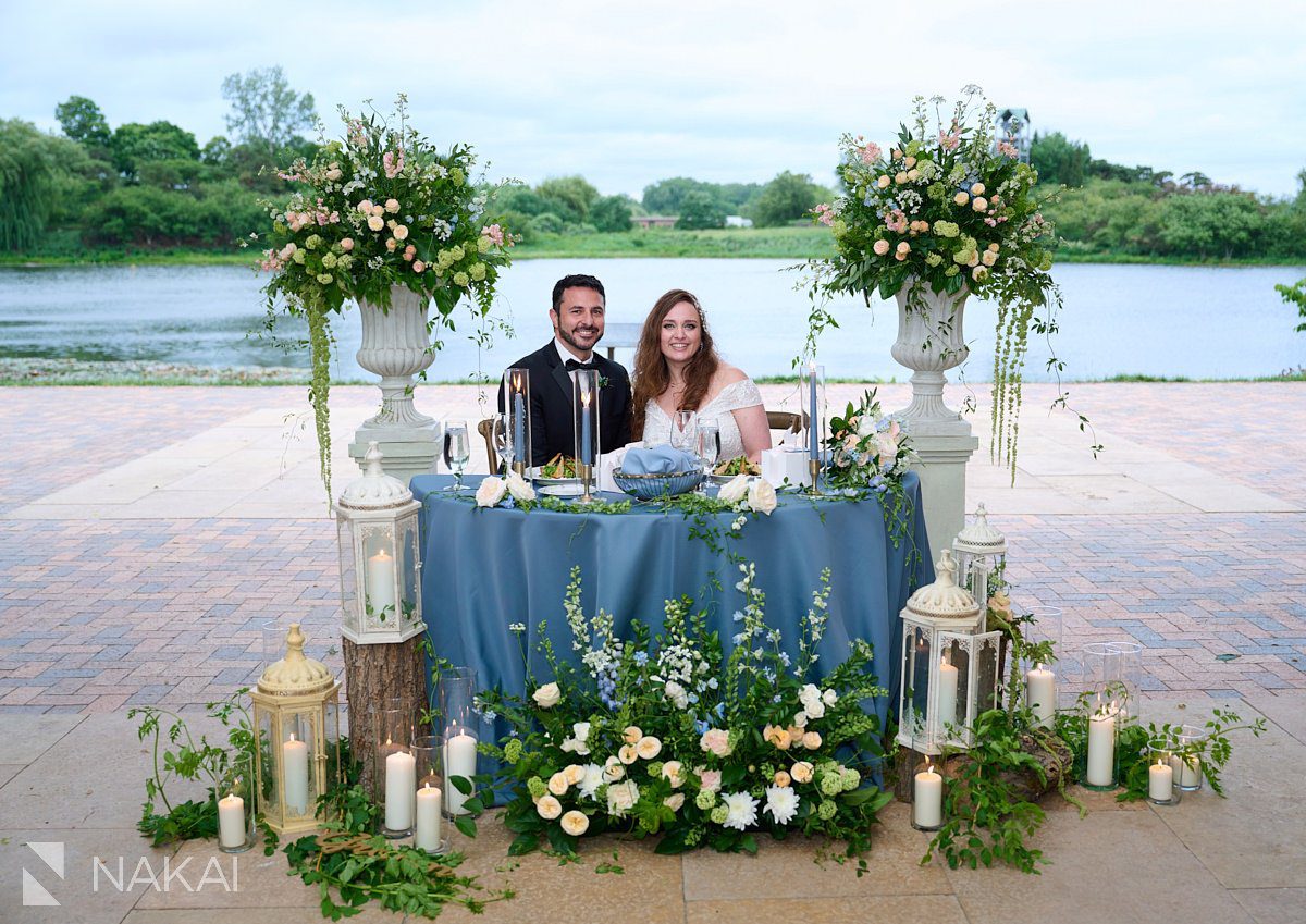 chicago botanic garden wedding photos reception details sweetheart table