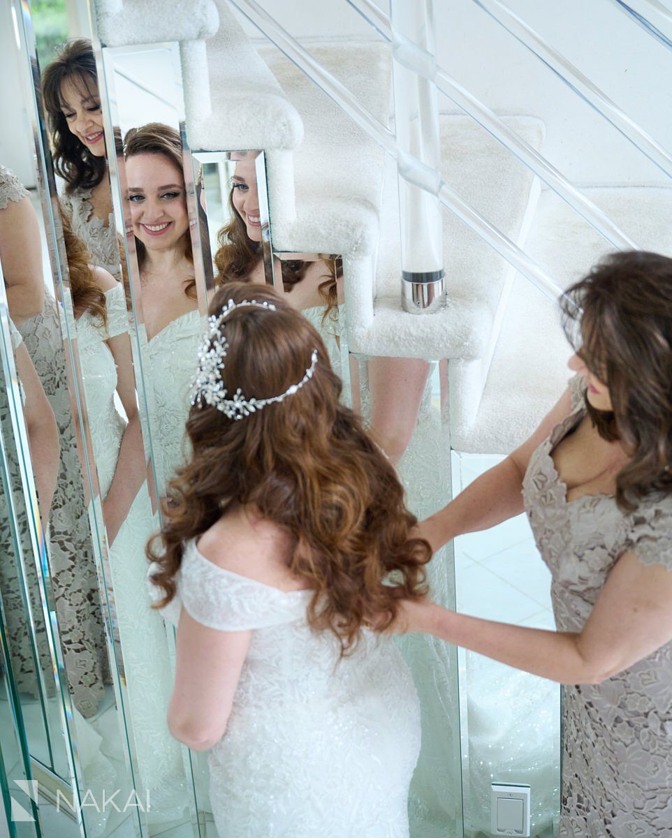 chicago greek wedding photos bride reflection