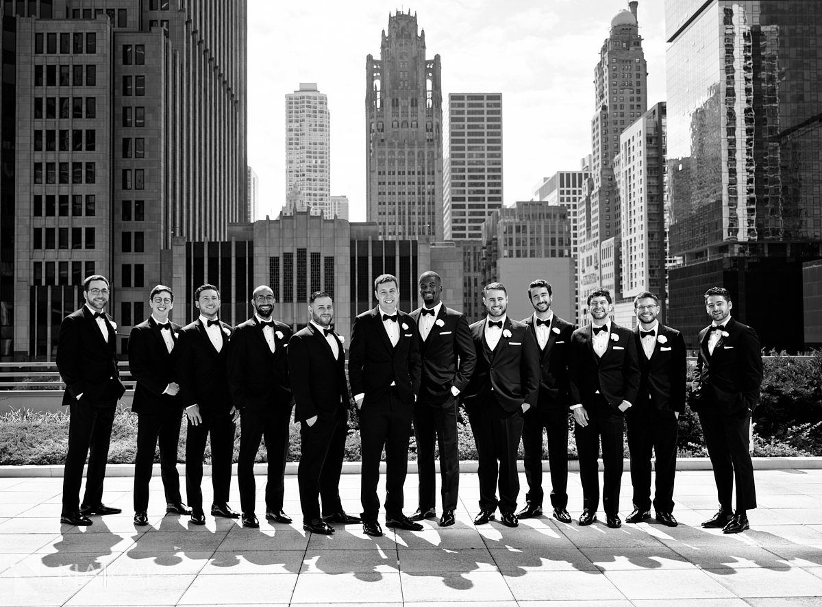 loews chicago wedding photos groomsmen
