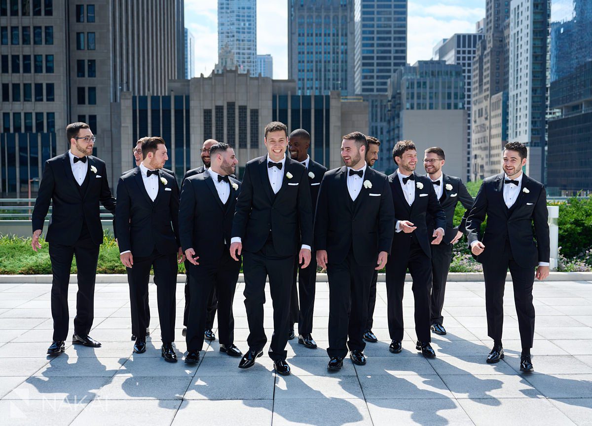 loews chicago wedding photos groomsmen