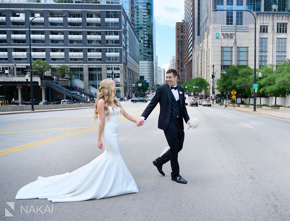 loews chicago wedding photos Columbus drive bride groom