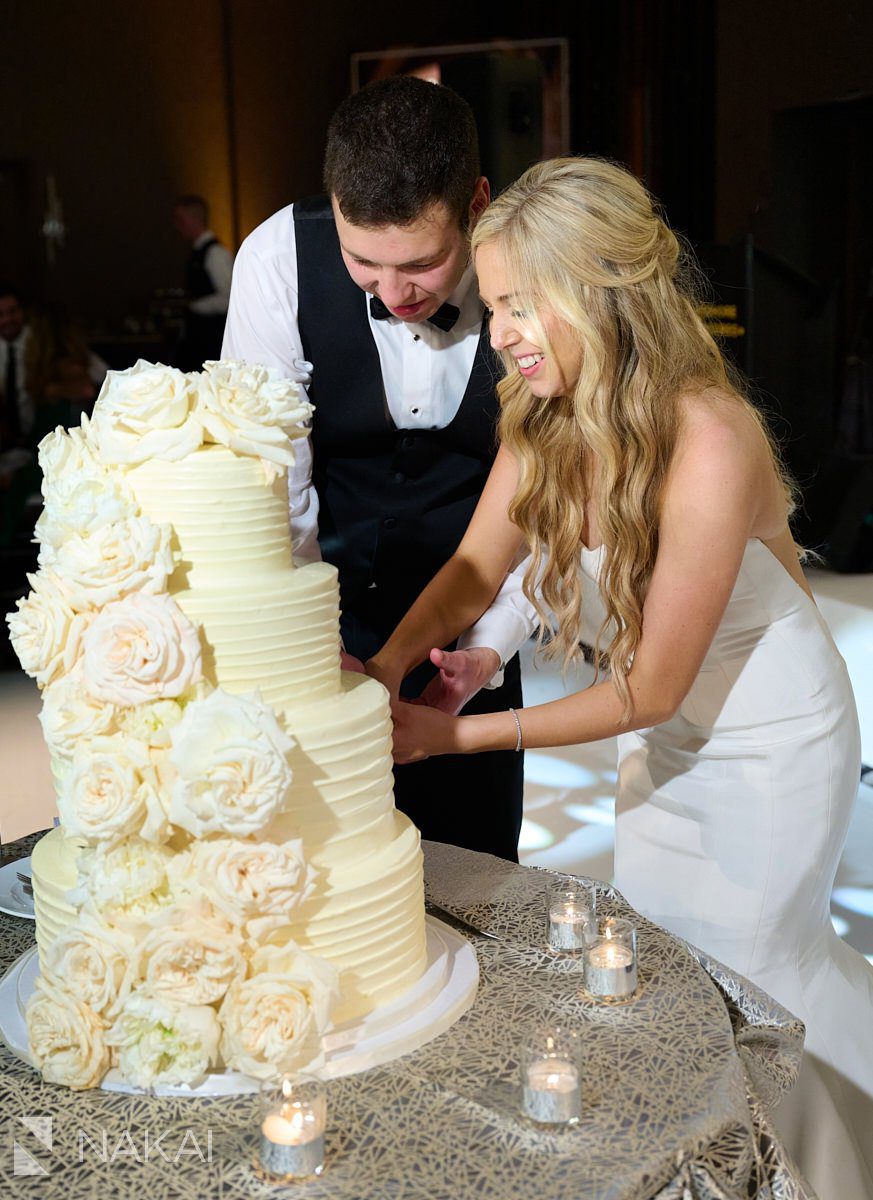 loews chicago wedding photos reception cake cutting