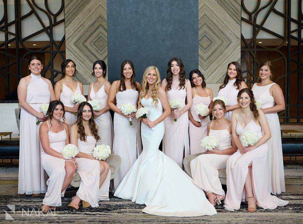 loews chicago wedding photos bridesmaids lobby