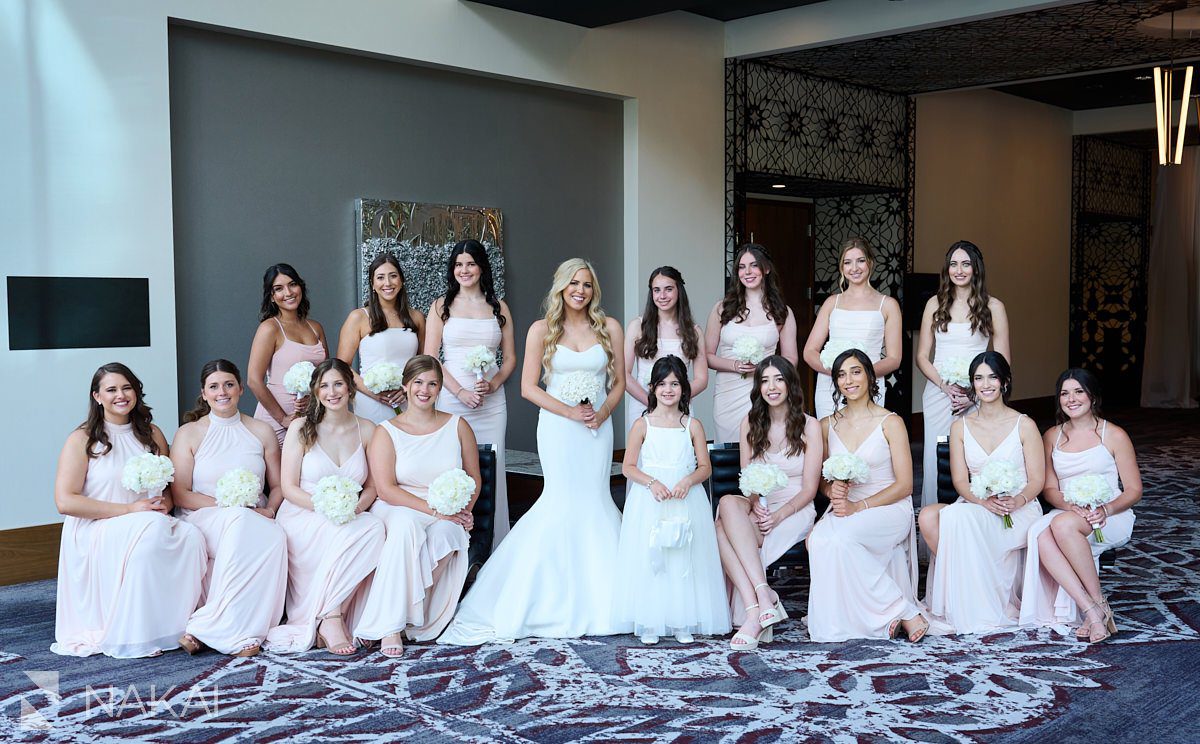 loews chicago wedding photos bridesmaids lobby