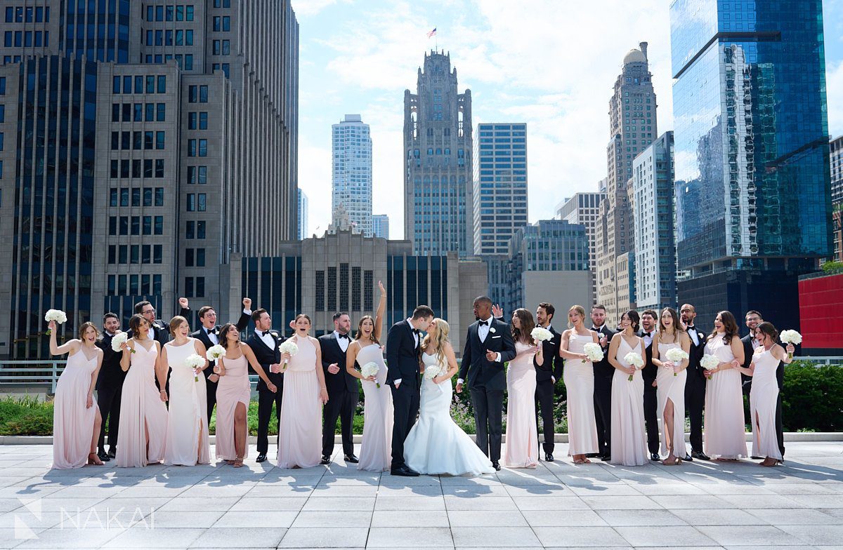 loews chicago wedding photos bridal party rooftop terrace