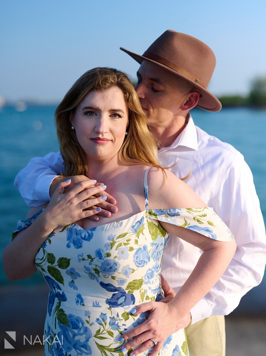 Chicago lakefront engagement photos near adler planetarium lake michigan