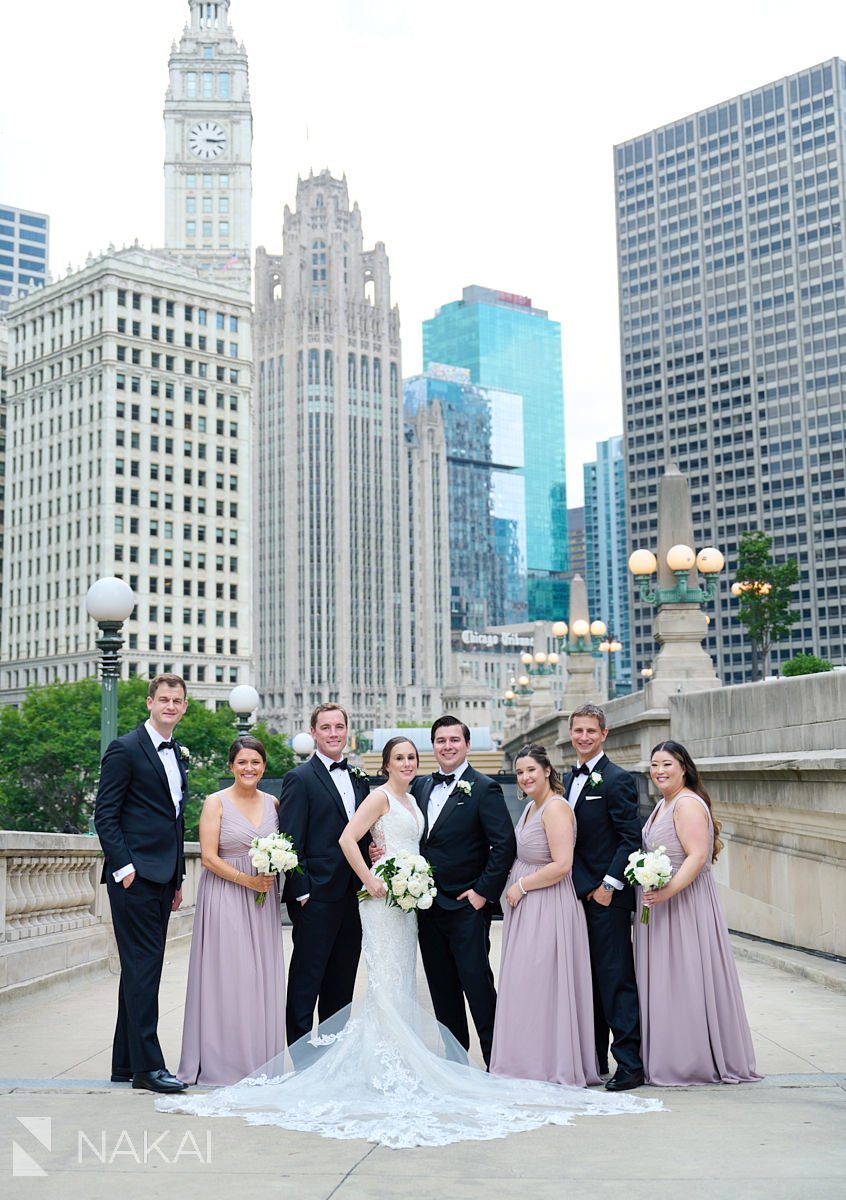 Michigan avenue wedding photos bridal party