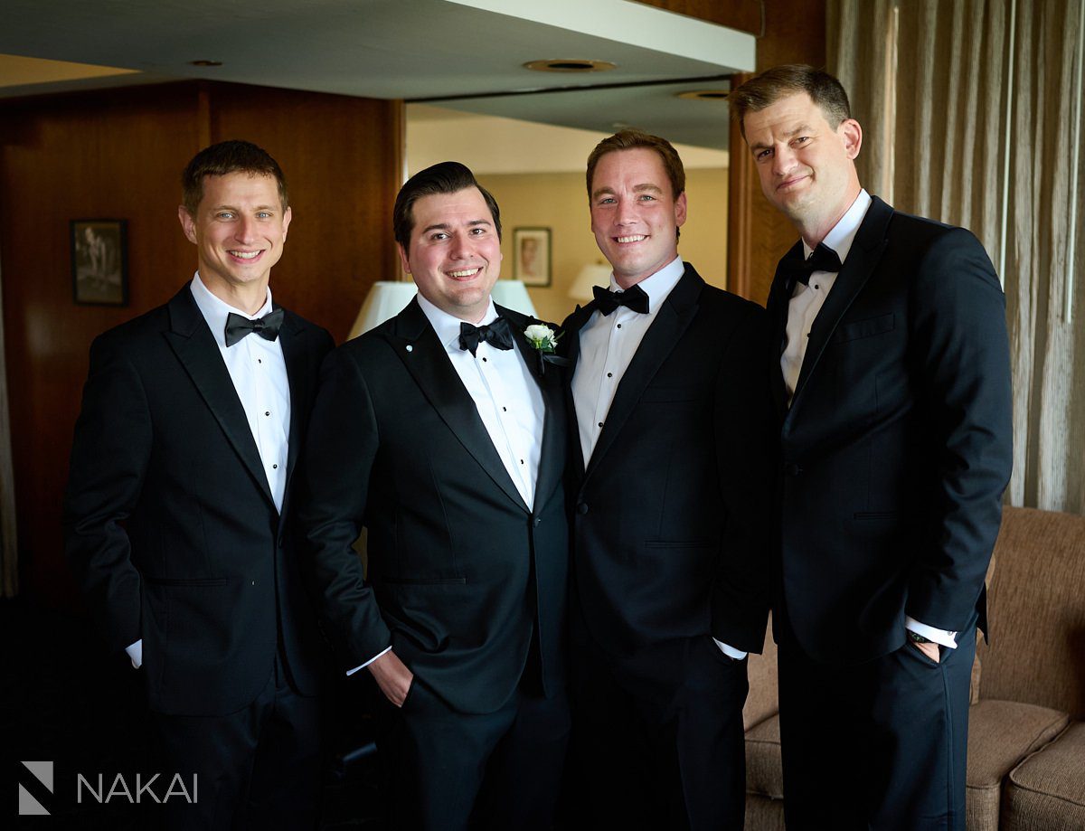the drake chicago wedding photos groomsmen