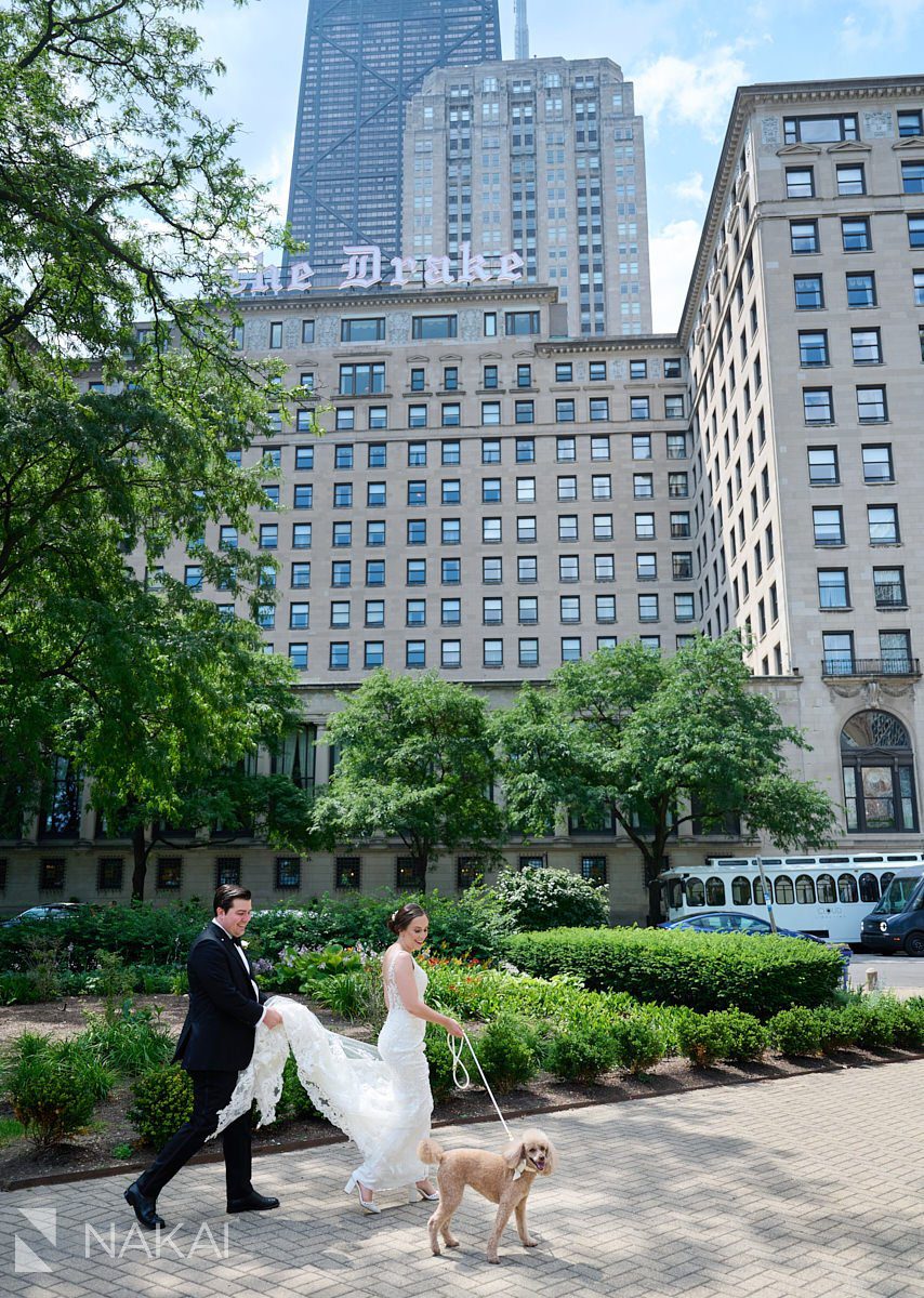 the drake chicago wedding photos outside park