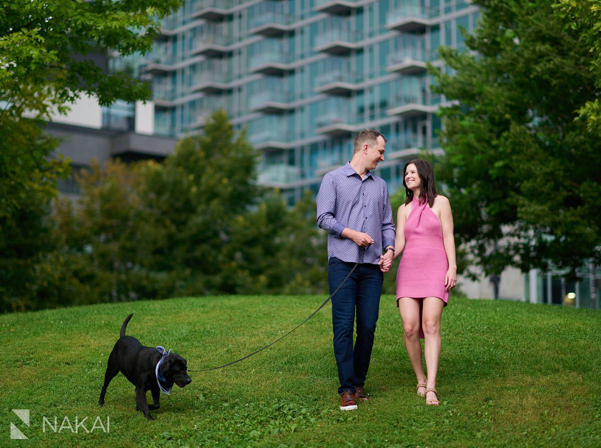 chicago engagement photos river north with dog