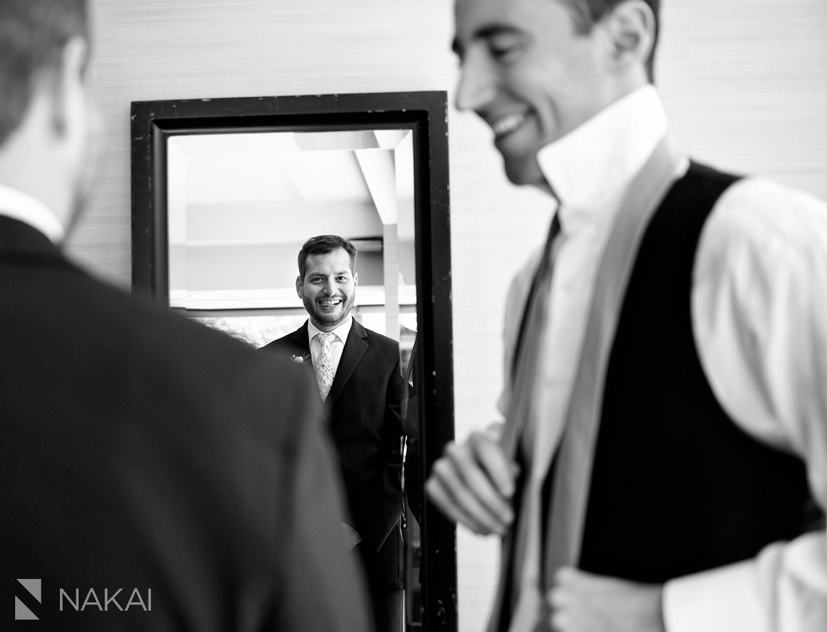 Loews Chicago Wedding pictures groom getting ready