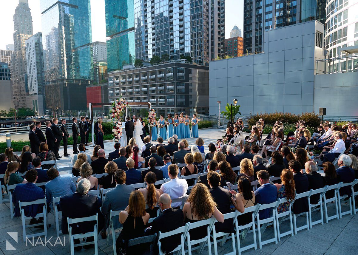 Loews Chicago Wedding pictures rooftop ceremony on terrace