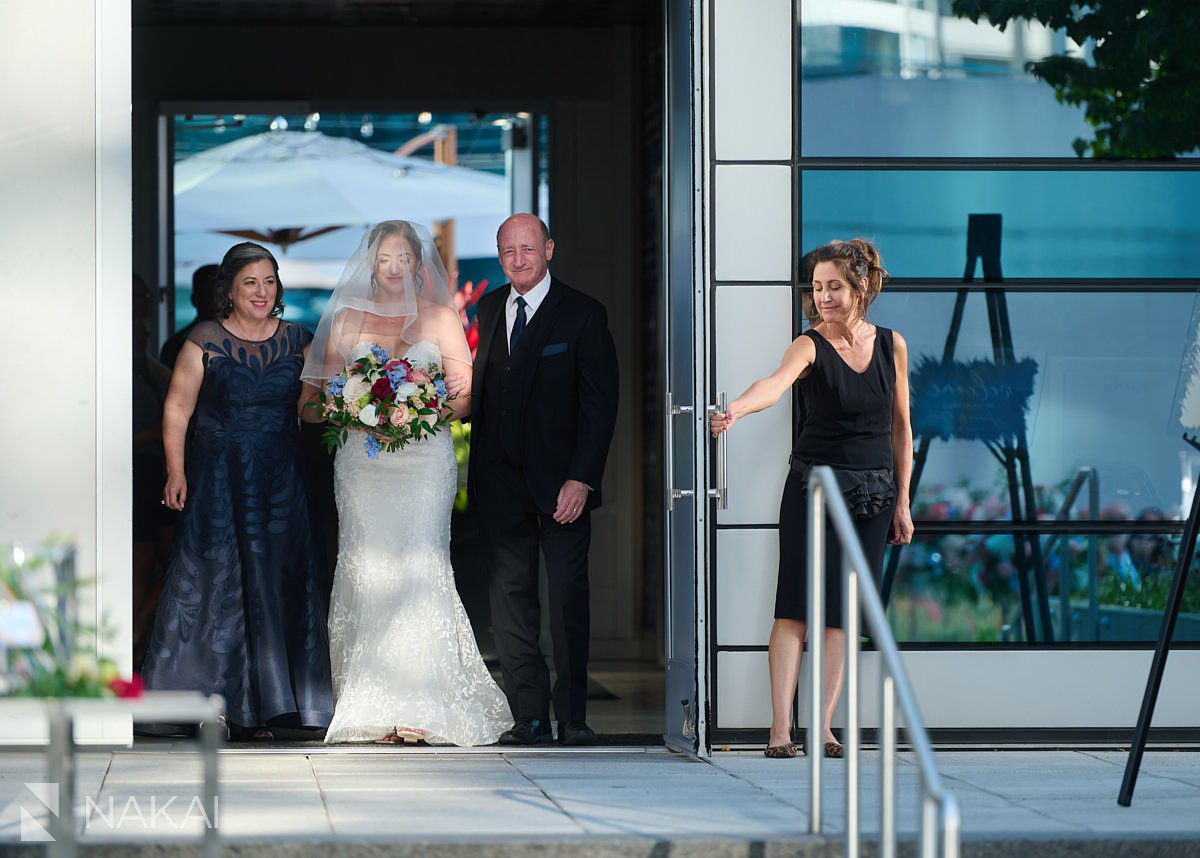Loews Chicago Wedding pictures rooftop ceremony on terrace processional
