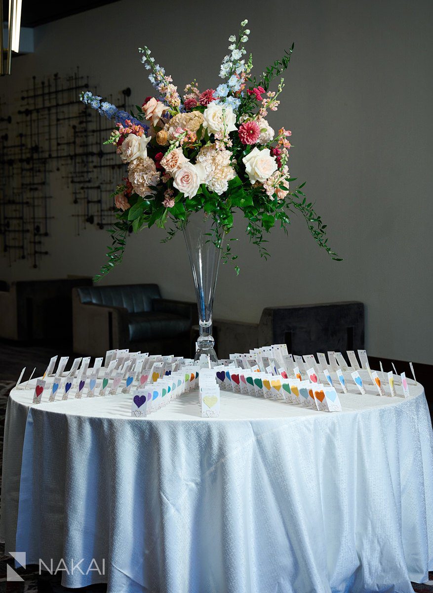 Loews Chicago wedding pictures reception escort card table details 