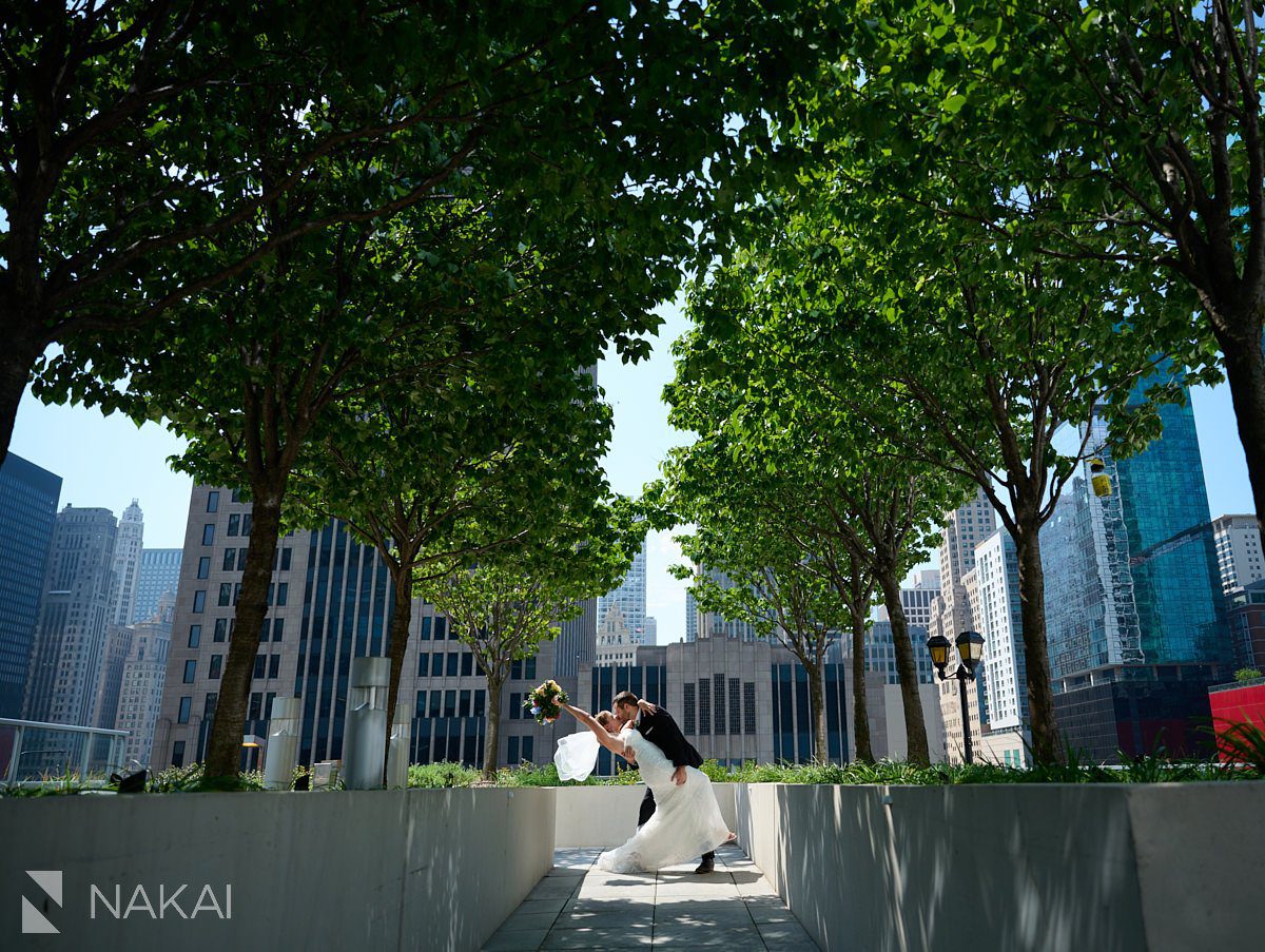 Loews Chicago Wedding pictures rooftop terrace bride and groom portraits