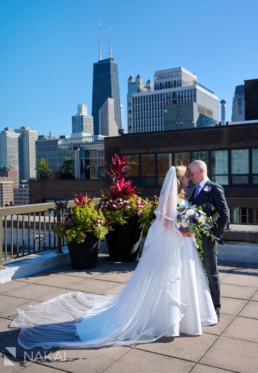 Chicago Gold Coast wedding photos bride groom rooftop