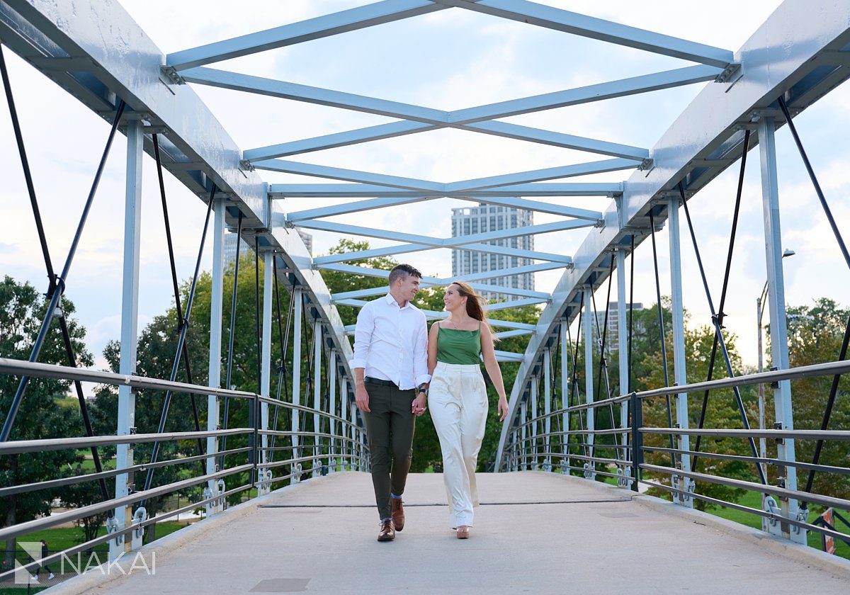 chicago north ave engagement photos on bridge