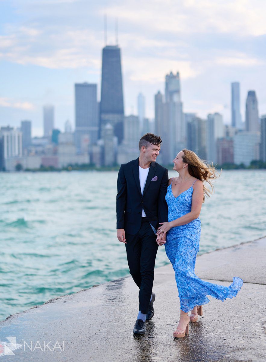 chicago north ave engagement photos on pier