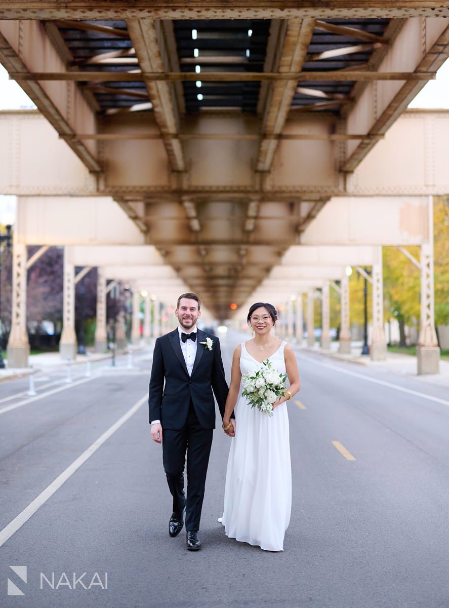 chicago multicultural wedding photos Lake Street Bridge bride groom