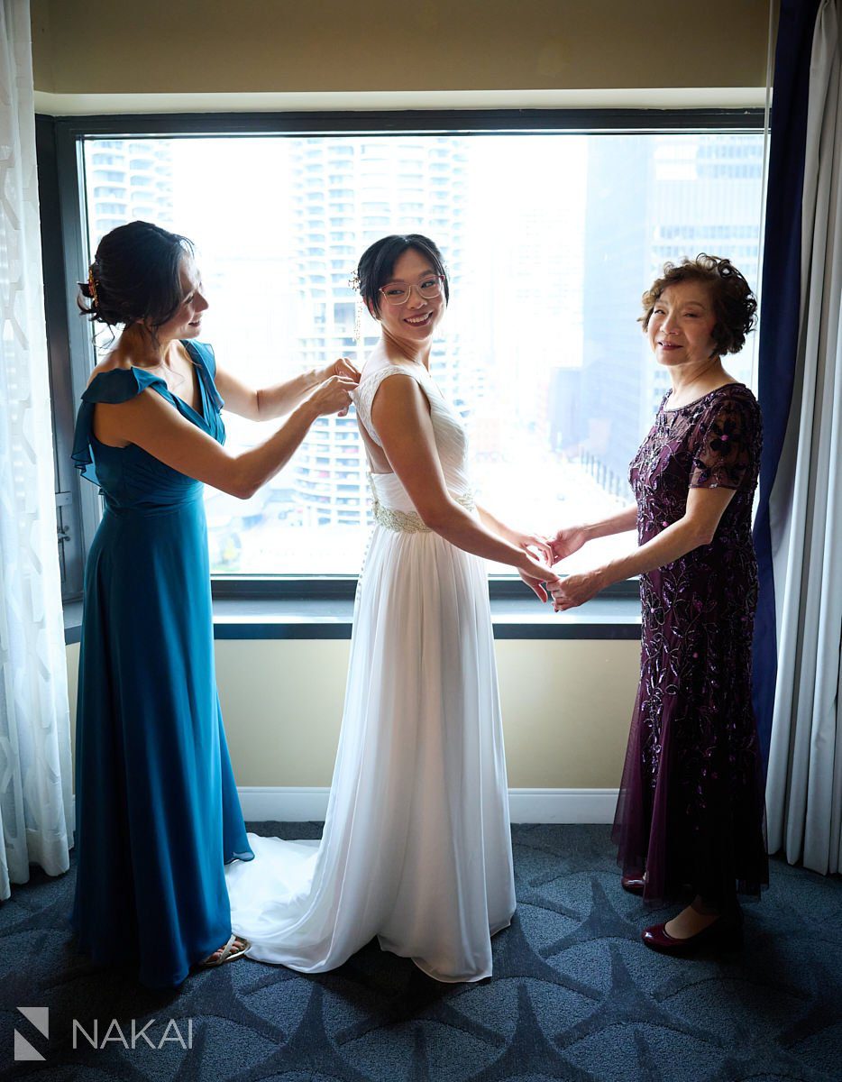 Renaissance Chicago wedding photos getting ready bride