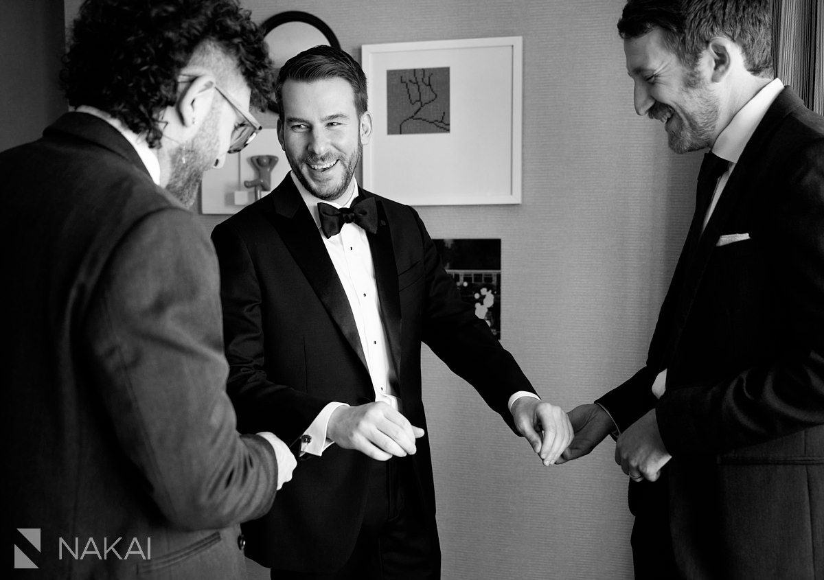 Renaissance Chicago wedding photos groom getting ready details