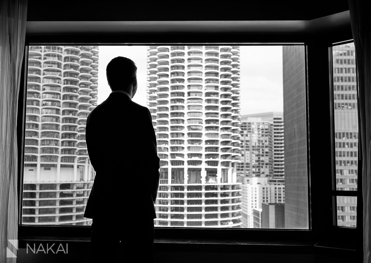 Renaissance Chicago wedding photos groom portraits