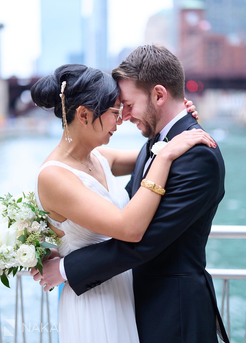 Riverwalk Chicago wedding photos bride and groom