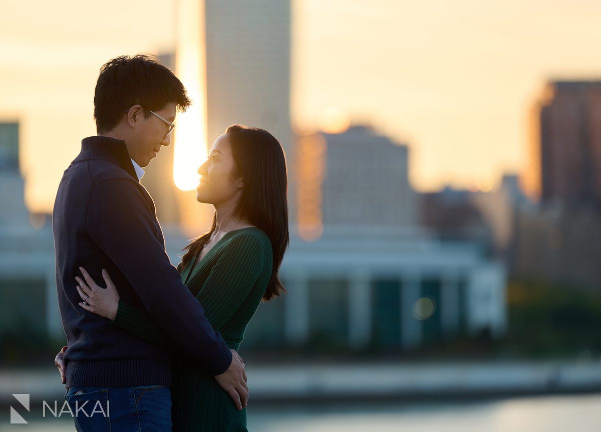 fall chicago engagement photos skyline