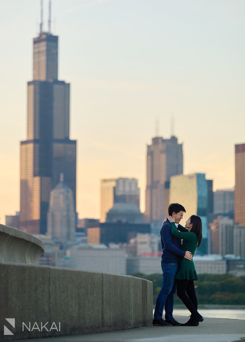 fall chicago engagement photos adler planetarium