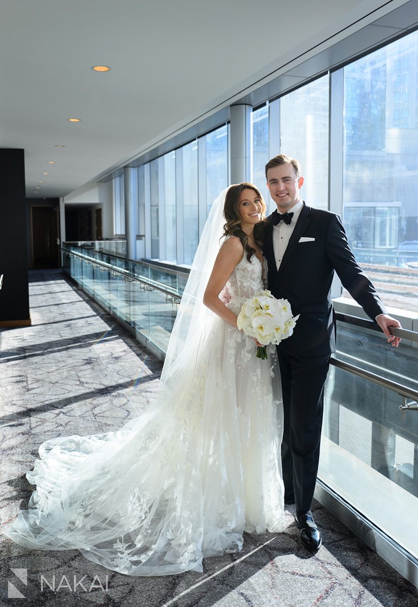 Loews Chicago Hotel wedding pictures bride and groom portraits indoor