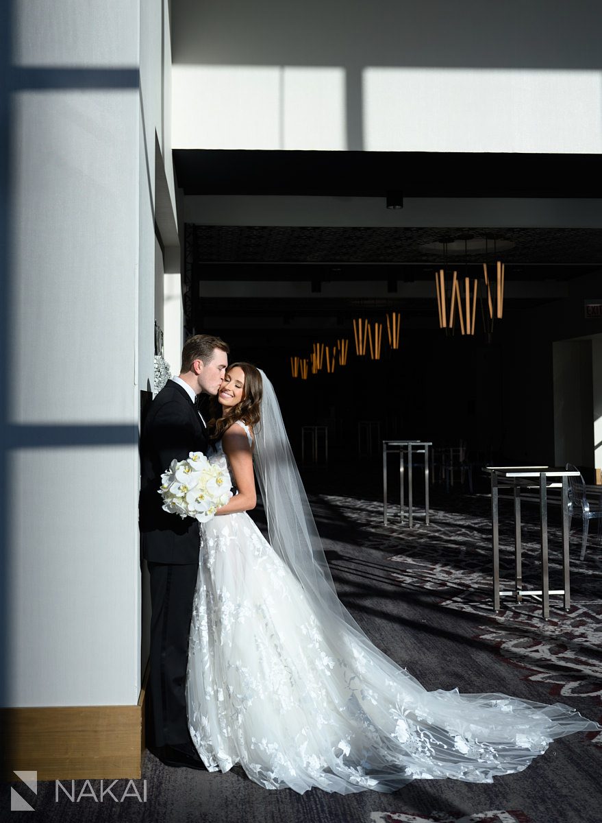Loews Chicago Hotel wedding pictures bride and groom portraits indoor