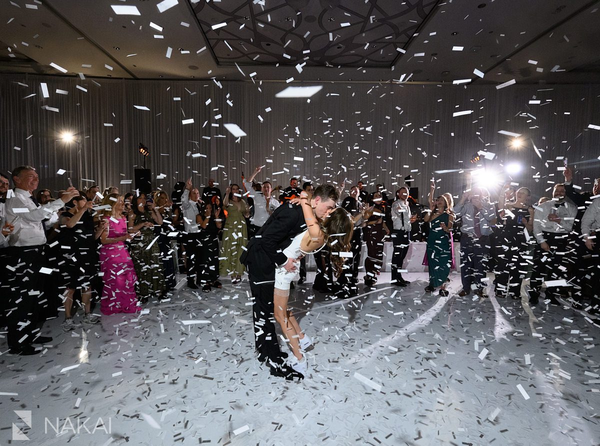 Loews Chicago Hotel wedding pictures confetti funfetti reception dancing
