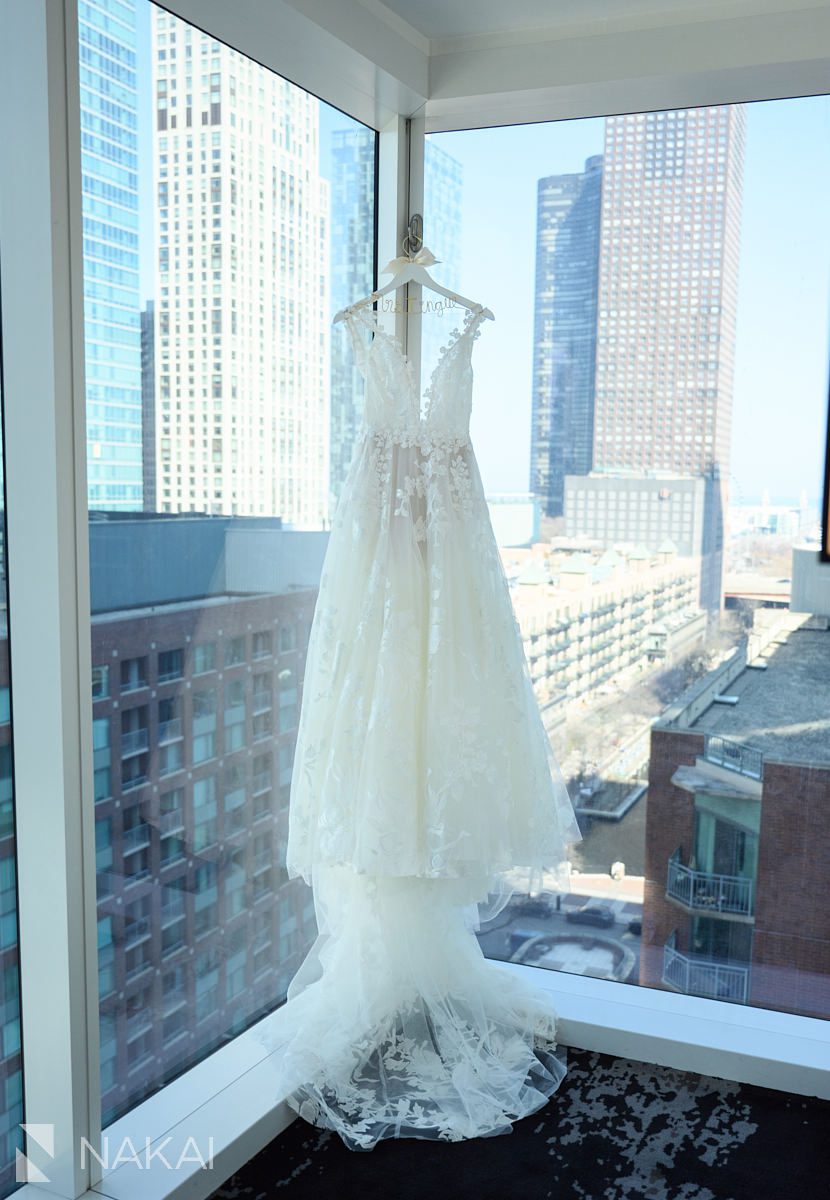 Loews Chicago Hotel wedding pictures dress detail photo
