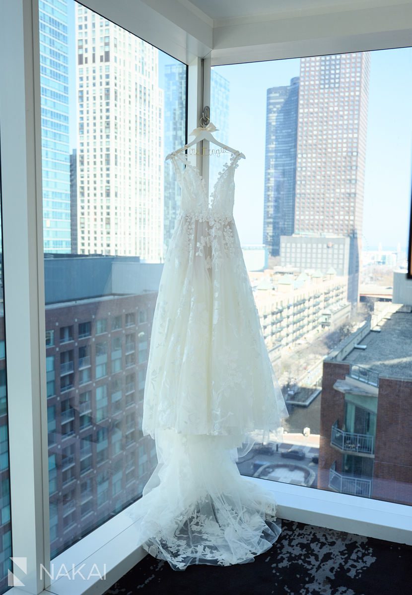 Loews Chicago Hotel wedding pictures dress detail photo