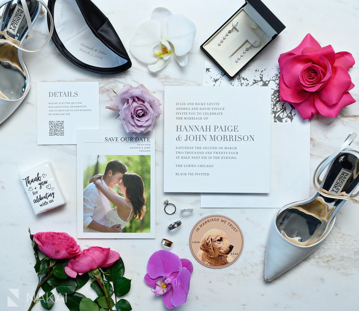 Loews Chicago Hotel wedding pictures invitation detail photo