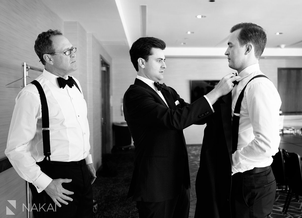 Loews Chicago Hotel wedding pictures groom prep